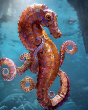 Digital Illustration Of A Colourful Seahorse