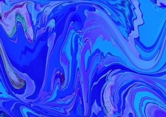 Wall Mural - Abstract blue marble background. Acrylic paint spreads freely and creates an interesting pattern. Background for the cover of a laptop, notebook.