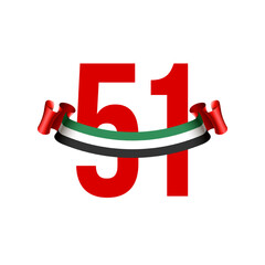 Wall Mural - Fifty-one UAE national day, Spirit of the union. Banner with UAE state flag. Illustration of 51 years National day of the United Arab Emirates. Card in honor of the 51 anniversary 2 December 1971 2022