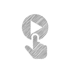 Poster - Finger pressing play button grey sketch icon