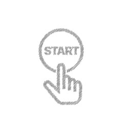 Wall Mural - Finger pressing start button sketch icon. Hand pushing button