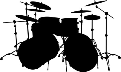 Sticker - Drum Kit Musical Instrument Silhouette