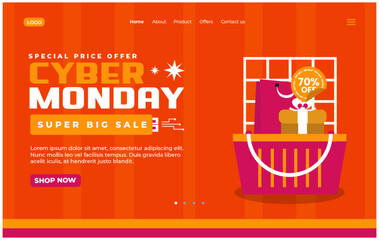 Cyber Monday landing page design template is easy to customize