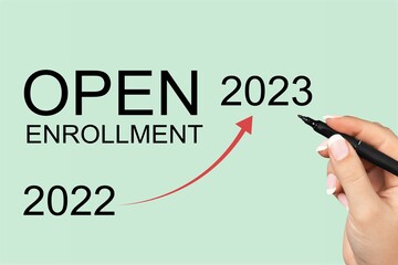 Poster - Open Enrollment concept with arrow graph and numbers