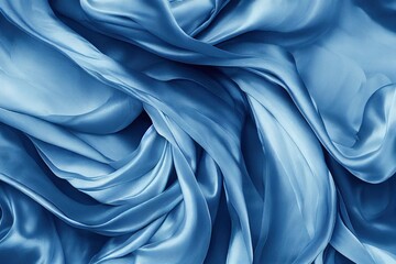 Wall Mural - a blue silk fabric with a very large amount of folds and folds on it's surface. Generative AI