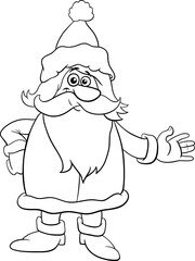 Wall Mural - cartoon Santa Claus on Christmas time coloring page