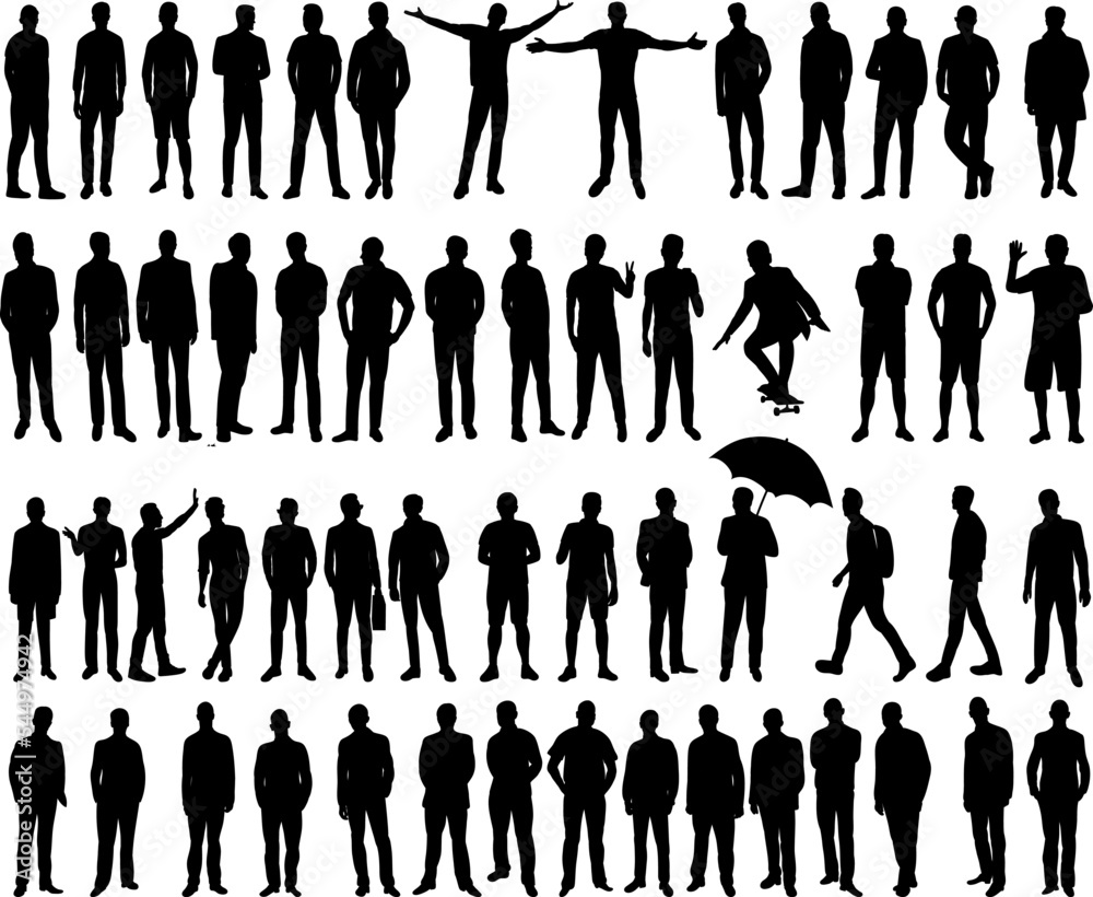 silhouette set of men, black guys, vector design Stock Vector | Adobe Stock