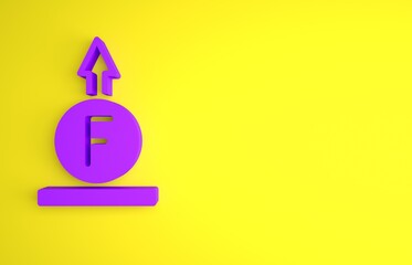 Poster - Purple Force of physic formula calculation icon isolated on yellow background. Minimalism concept. 3D render illustration