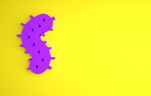 Purple Virus Icon Isolated On Yellow Background. Corona Virus 2019-nCoV. Bacteria And Germs, Cell Cancer, Microbe, Fungi. Minimalism Concept. 3D Render Illustration