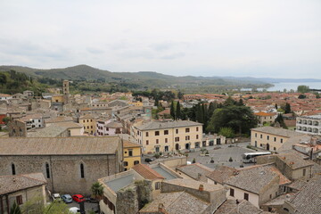 View to Bolsena at Lago di Bolsena, Italy