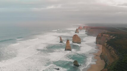 Sticker - Twelve Apostles coastline along the Great Ocean Road, Victoria - Australia. View from drone