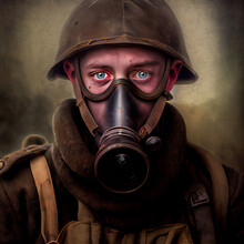 WW1 Soldier With Gas Mask