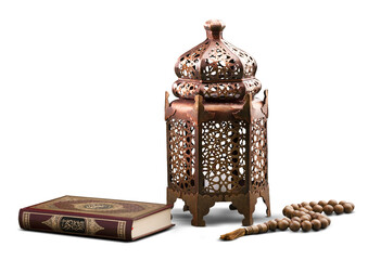 Wall Mural - Islamic Holy Book Quran with rosary beads and ornamental arabic lantern