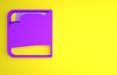 Wall Mural - Purple Book about poisons with skull icon isolated on yellow background. Danger sign, symbol of death. Minimalism concept. 3D render illustration