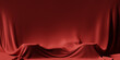 Leinwandbild Motiv 3D podium display set. Red background. Christmas product, cosmetic presentation with red silk  cloth curtain. Valentines studio abstract pedestal. winter 3D render mockup. Luxury branding banner