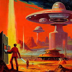Wall Mural - 1970s pulp science fiction book cover art!