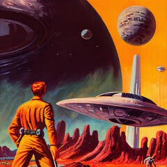 Wall Mural - 1970s pulp science fiction book cover art!