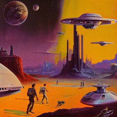 Wall Mural - 1970s pulp science fiction book cover art!