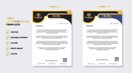 Wall Mural - luxury golden letterhead template for business company stationery design with A4 sheet vector format and editable layout