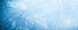 Fototapeta Nowy Jork - Winter frost patterns on glass. Ice crystals or cold winter background.