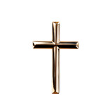 Fototapeta Tulipany - Gold cross on transparent background for Christmas or Easter Jesus Christ holiday concept 