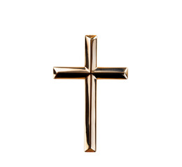 gold cross on transparent background for christmas or easter jesus christ holiday concept