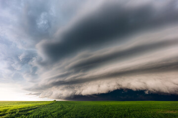 Wall Mural - Supercell storm clouds over a field in South Dakota