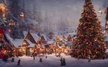 In The Center Of The Village Is A Tall Christmas Tree. All Around It Are Smaller Houses Made Of Gingerbread And Candy. The Roof Tops Are Dusted With Snow And There's A Frosty Chill In The Air. It's