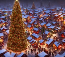 It's A Village Made Entirely Out Of Christmas Trees! The Houses And Shops Are All Decorated With Lights And Garlands, And There's Even A Big Christmas Tree In The Center Of Town. It Looks Like A Winte