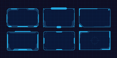 Hud frames futuristic text box border frame scifi digital screen hologram panel vector