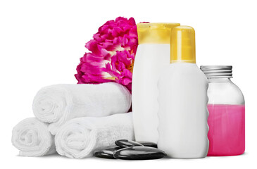 Poster - Bath towels and Spa Treatment on background