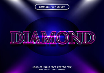 Poster - Luxury 3d cartoon diamond text effect. editable style font