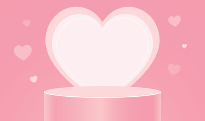 Poster - Valentines day podium stand background