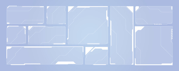 Hud frames futuristic text box border frame scifi digital screen hologram panel vector