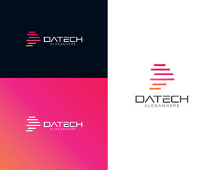 Modern Letter D tech logo design technology digital template illustration