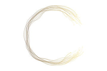 Poster - Abstract circles lines wavy swirl in round frame gold gradient isolated on transparent background space for text design elements in luxury modern style.