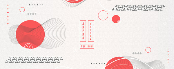 Japanese background with line wave pattern vector. Abstract template with geometric pattern
