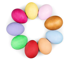 Poster - Colorful handmade easter eggs isolated on a white