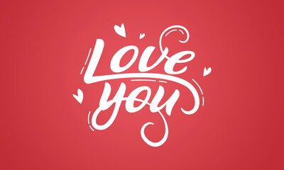 Poster - Love you word hand drawn lettering