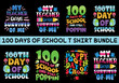 © Amazinart - 100 day of school colorful T-shirt design vector for print on demand, 100th day of school t-shirt design vector
