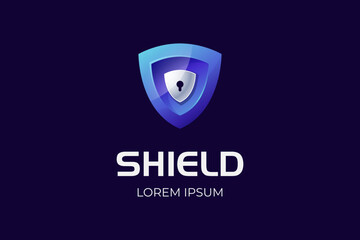 Wall Mural - cyber defense shield logo for internet data security design