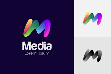 Leinwandbilder - Abstract M letter colorful media logo design modern style Vector design template elements for your application or corporate identity