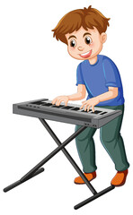 Poster - Boy playing electric keyboard piano vector