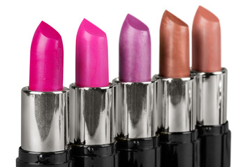 Canvas Print - Close up of a color lipsticks on white a white background