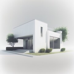 Canvas Print - 3d render of house isolated on a white.