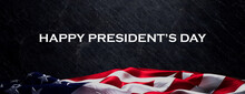 Presidents Day Banner With USA Flag And Black Slate Background.