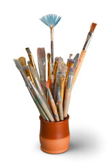 Wall Mural - Old vintage brushes in a ceramic jar