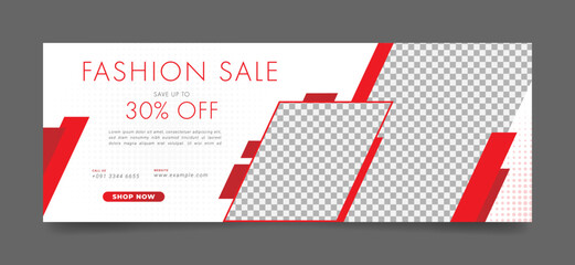 Wall Mural - fashion sale facebook cover page timeline web ad banner template with photo place. modern and creati