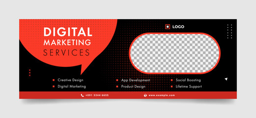 Wall Mural - marketing service facebook cover page timeline web ad banner template with photo place. modern and c