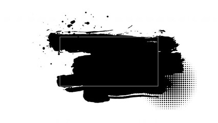 Poster - Abstract black brush stroke animation for text effect. Rough ink stroke movement in Chinese style for video overlay and  copy space. Rough paint in lower third frame 